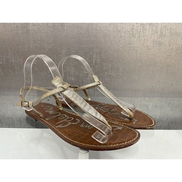 SAM EDELMAN Women's 'Gigi' Silver Ankle Strap Sandals Size US 9.5M (A377) - Picture 1 of 8